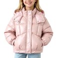 thumbnail image 2 of Atogsazn Childrens Girls Puffer Jacket Kids Casual Full Zip Long Sleeve Coat Thick Warm Winter Outerwear Clothes Pink 3-4 Years Fashion, 2 of 5