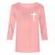 thumbnail image 3 of Mujeres Tres Cuartos de Manga Tops Moda Impresa Suelta Casual Cuello Redondo Suéter Blusa con Mangas 3/4, Mezcla de Poliéster para el Uso Diario de Verano, 3 of 5