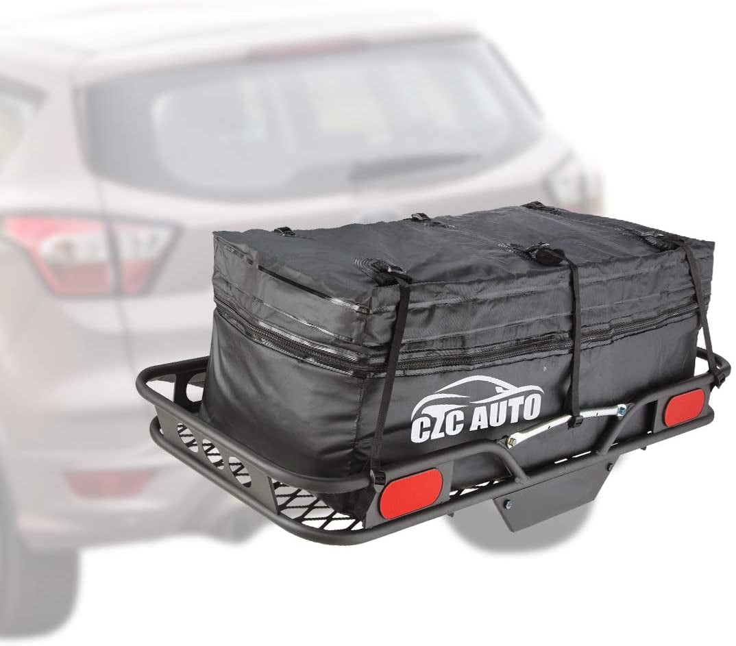 ft Waterproof/Rainproof/Weatherproof Cargo Traveling Bag for Car Truck SUV Vans' Hitch Tray and Hitch Basket 20 cu CZC AUTO Hitch Cargo Carrier Bag Black-Blue Safe Steady Durable Soft 