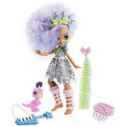 Mattel Cave Club Bashley Doll 10-inch, Lavender Hair Poseable Prehistoric Fashion Doll with Dinosaur Pet and Accessories, Gift for 4 Year Olds and Up [Exclusive]