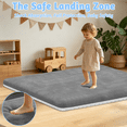 thumbnail image 3 of Baby Play Mat for Floor, Playpen for Babies and Toddlers, Soft Coral Velvet, Non-Slip Bottom Helps Cushion for Tummy Time, 50×50, Gray, 3 of 9