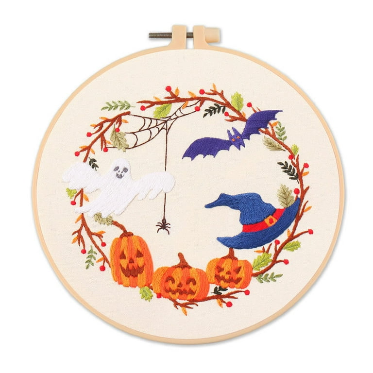 Halloween Themed Embroidery Kit with Patterns and Instructions