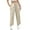 Khaki, variant on Seductiva Women's Wide Leg Pants Womens Casual Cotton Linen Pants Lightweight Elastic Waist Cropped Pants Plus Size Solid Trousers Beach Pants Loose Fit