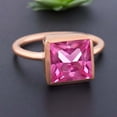thumbnail image 3 of Princess Cut Pink Sapphire Ring Delicate Yellow Gold Promise Ring Alternative Fine Women Jewelry Anniversary Gift For Wife, 3 of 4