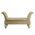 thumbnail image 2 of Bench with Button Tufted Seat and Hollow Floral Carving, Gold, 2 of 5