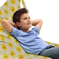 thumbnail image 1 of Cartoon Lounger Chair Bag, Cheerful Sun Faces in Happiness Joyful Cheerful Fun Day Sky Illustration, High Capacity Storage with Handle Container, Lounger Size, Mustard and Coconut, by Ambesonne, 1 of 1