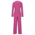 thumbnail image 6 of YUGYXL Women's Knit Lounge Sets Slim Long Sleeve Pullover Sweater and Casual Wide Leg Pants with Pocket 2 Piece Outfits Hot Pink XXL, 6 of 6
