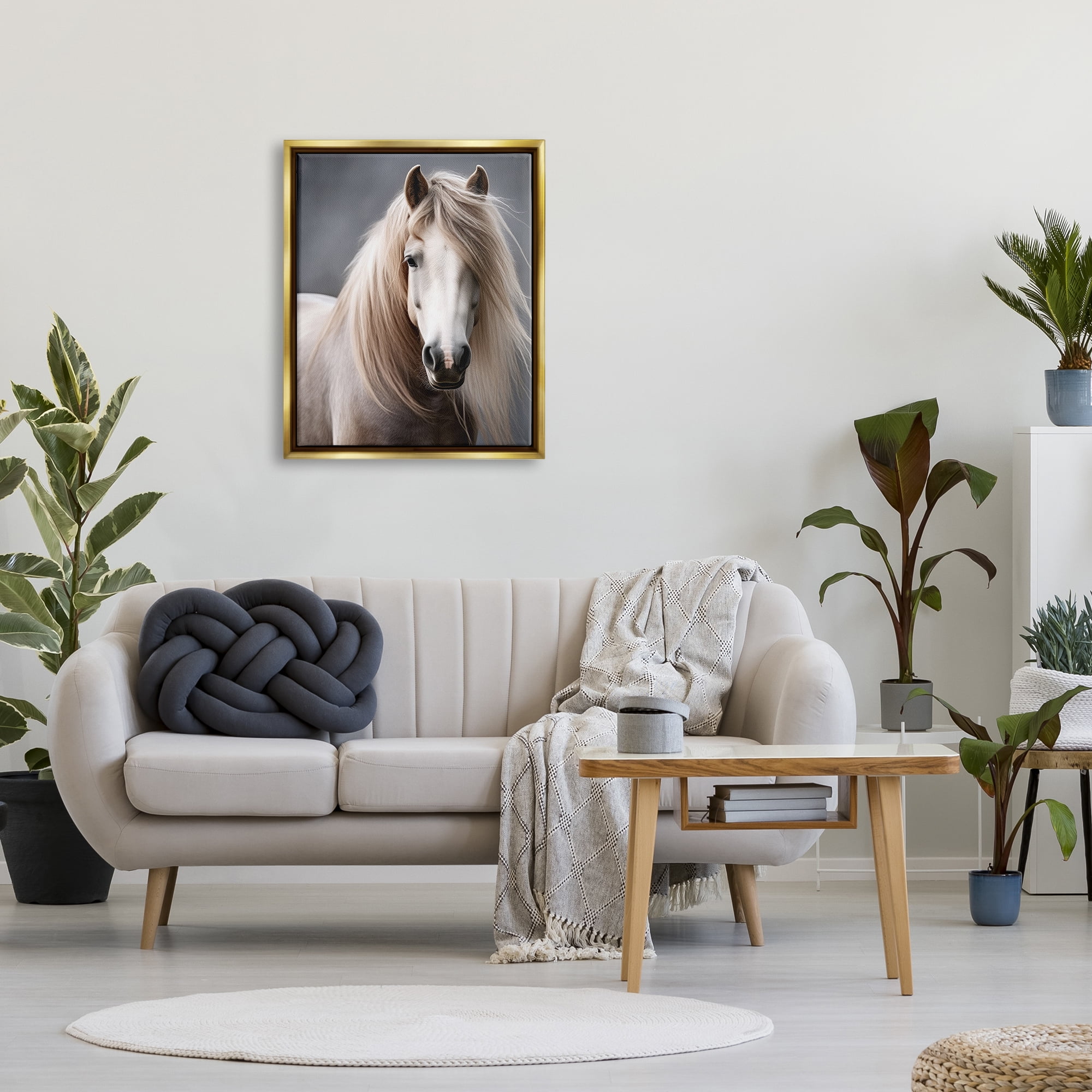 Stupell Industries Silky Haired Horse Animals & Insects Photography Gold Floater Framed Canvas Art Print Wall Art, 25 x 31