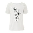 thumbnail image 4 of Lace Patchwork Short Sleeve Top Floral Print Blouses For Women Women'S Fashion Crewneck Printed Short Sleeve T-Shirt Casual Loose Shirt Tops White Xxl, 4 of 8