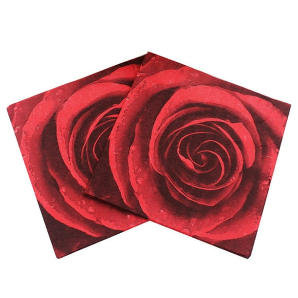 Napkins Paper Napkin Rose Flower Disposable Guest Hand Floral Beverage