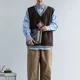 thumbnail image 4 of Suéter de punto beige Chaleco masculino Cuello en V Sin mangas Ropa de hombre Chaleco Marrón Venta barata Modo holgado Jersey Oversize Talla grande Viejo, 4 of 4