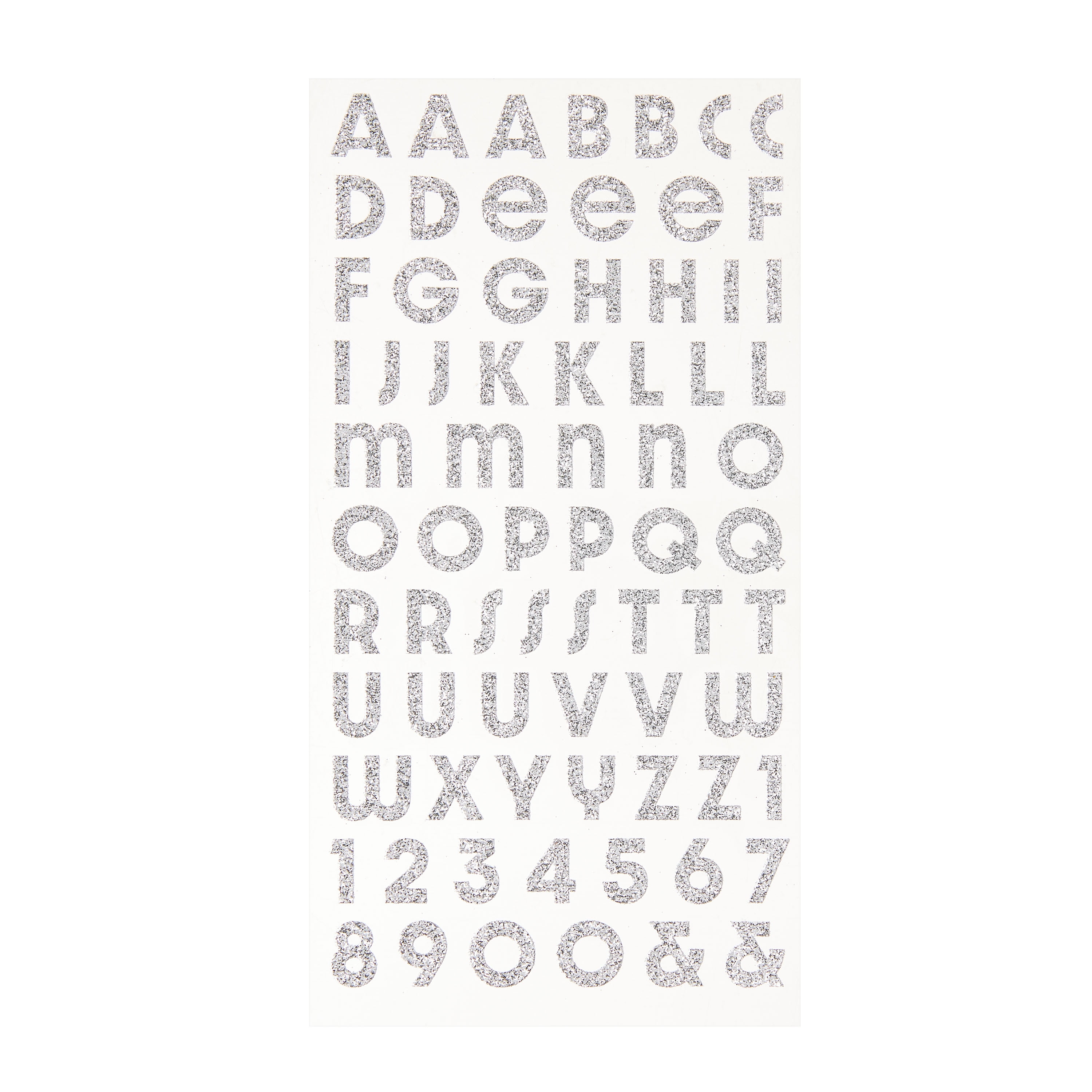 Hello Hobby Silver Glitter Alphabet Stickers, 73 Count