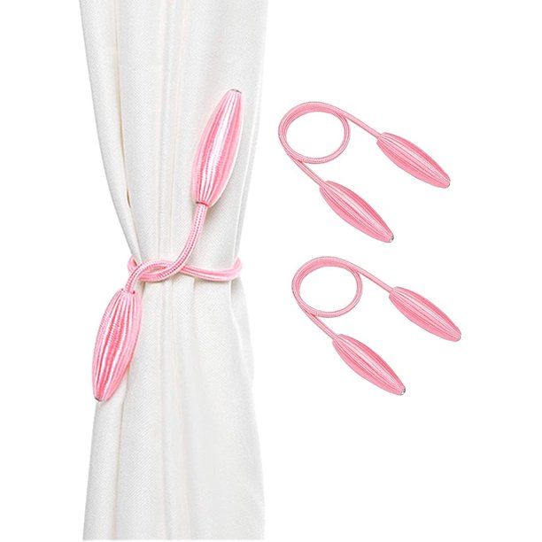Correas de cortina creativas sin perforar, torcer y torcer. Un par de lazos de cortina de lujo ligeros de estilo europeo (rosa)