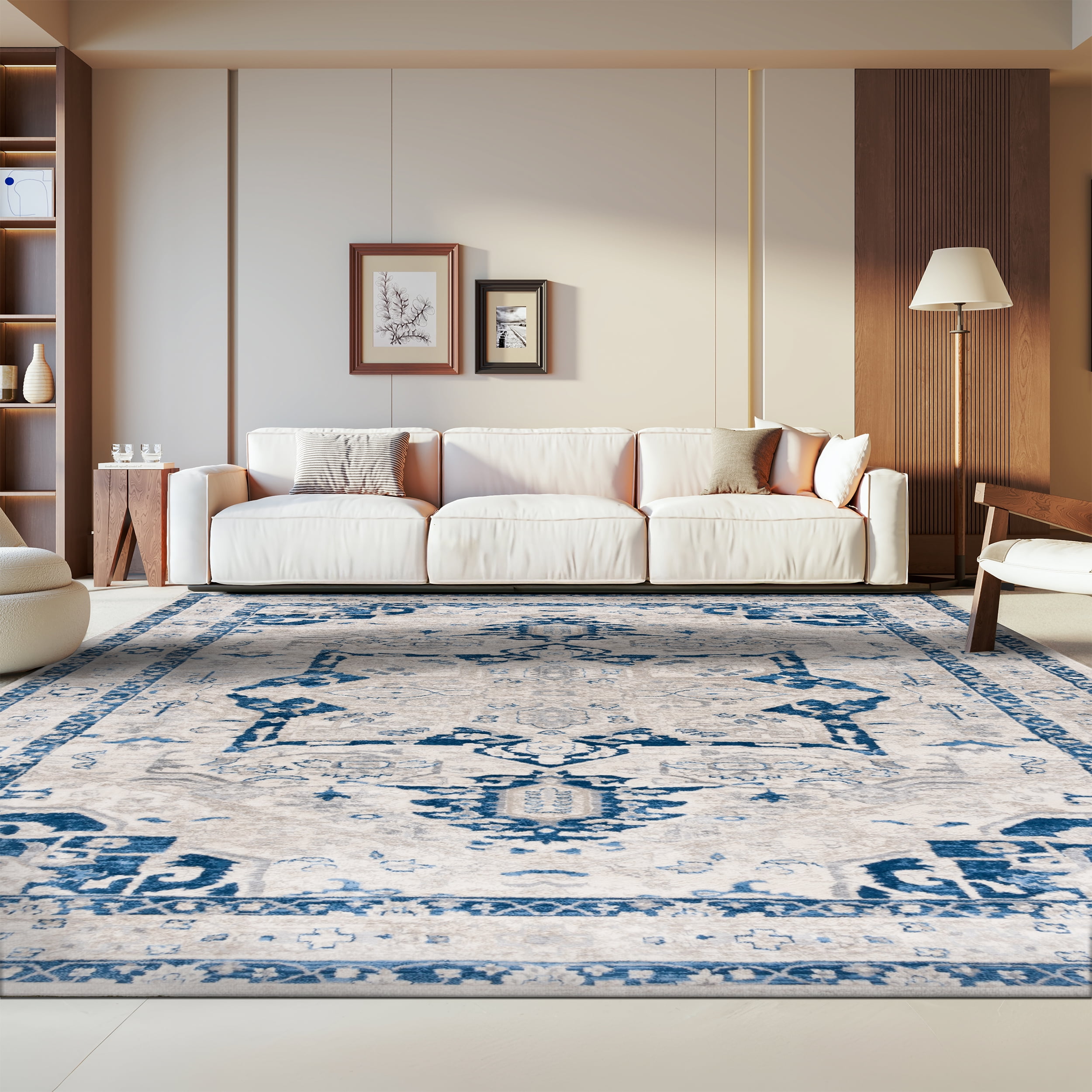 SAFAVIEH Brentwood Ezra Oriental Area Rug, Beige/Blue, 8' x 10'