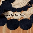 thumbnail image 5 of Jaipur Art And Craft Handmade Indian Jute Rug Geometric Beige Black Round Area Rug (5x5 Sq ft), 5 of 8