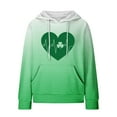 thumbnail image 4 of St. Patrick's Day Hoodies for Women Cozy Waffle Long Sleeve Fashion Gradient Color Graphic Print Oversize Sweatshirts(White,L), 4 of 5