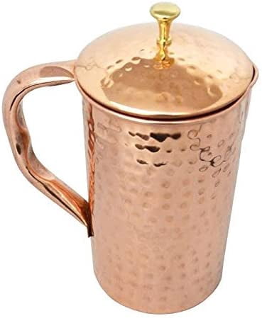Zap Impex Pure Copper Hammered Jug With Lid For The Benefits Copper Water Pitcher Fluid Ounce 54 Oz