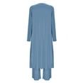 thumbnail image 5 of BYHONG Womens Fall Fashion 2024 European and Fashion Loose Women's Three Piece Set: V Neck Suspender + Straight Tube Trousers + Long Cardigan Blue XL, 5 of 5