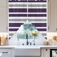 thumbnail image 4 of Dark Purple Swag Valances for Windows 2 Pack Gray White Stripe Swag Kitchen Curtains 45 Inches Long Rod Pocket Short Window Treatment for Kitchen Bathroom 36"x45", 4 of 8