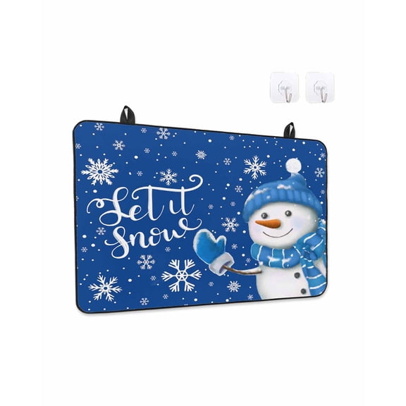 Stove Top Covers for Electric Stove, Blue Christmas Kitchen Glass Ceramic Electric Cooktop Covers 31''x24'', Winter Snowflake Snowman HeatResistant Oven/Countertop/Dishwasher Protector