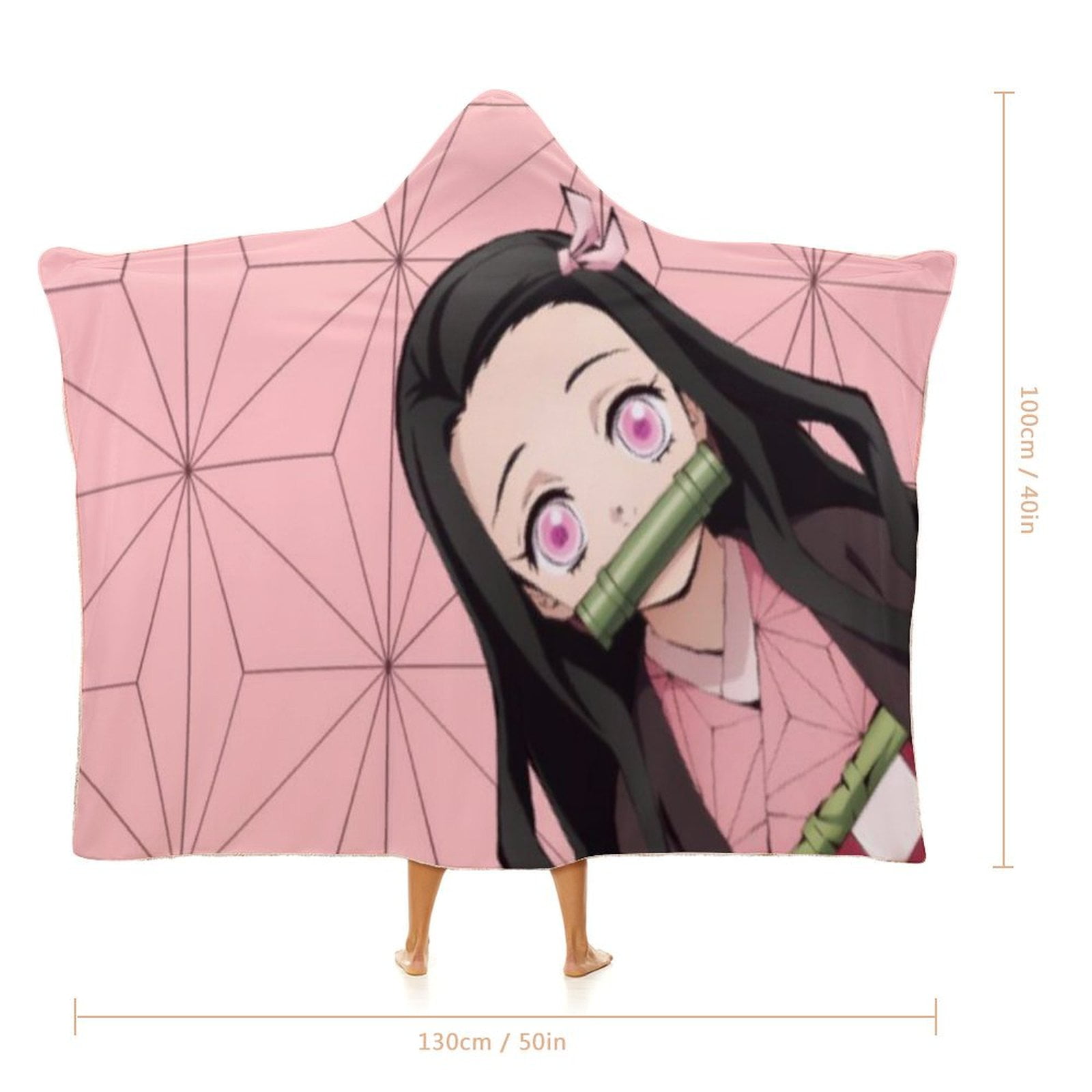 Kamado Nezuko Wearable Blanket Cloak Arctic Velvet Hooded Blanket Soft Fuzzy Hoodie Blanket Cape for Adults Kids 40"x50"