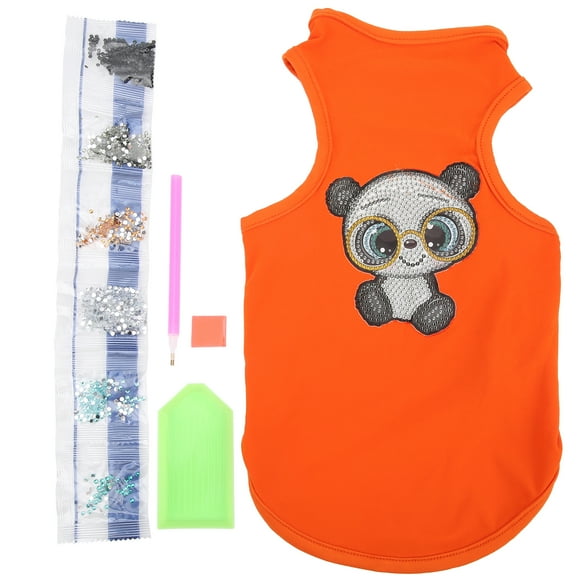 Pet T‑Shirt Pet Cotton Clothing with DIY Resin Diamond Painting Accessories for PuppiesOrange M
