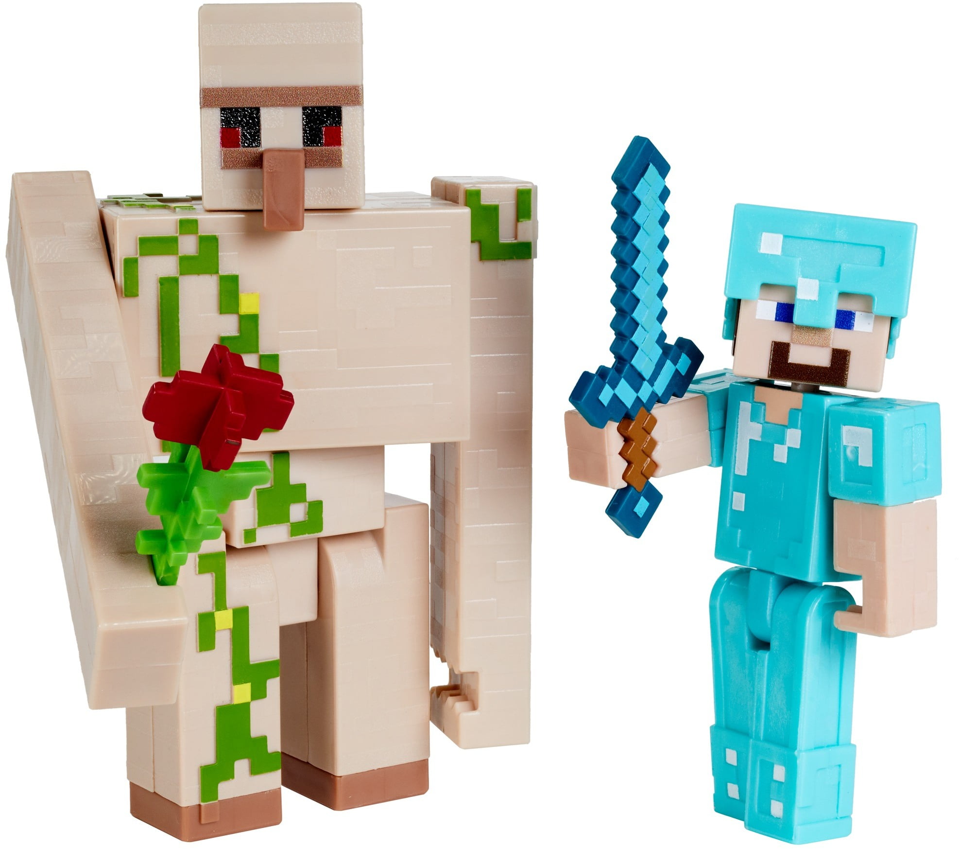 Minecraft Craft A Block Steve And Iron Golem Figures Walmart Com