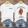 thumbnail image 2 of Wang6 Womens Short Sleeve Plus Size Aloka Tshirts Casual Crew Neck Walking for Peace Letter Printed Summer Tops Loose Fit Graphic Tees White XL, 2 of 3