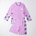 thumbnail image 4 of 2 Piece Girls Swimsuit Long Sleeve Swim Top with Boyshorts Summer Vacation Swimwear Bathing Suit Size 3-14, 4 of 4