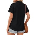 thumbnail image 5 of Fantaslook Womens Button Down Shirts Cotton Linen Short Sleeve Shirt Lapel Work Blouses Casual Summer Tops with Double Pockets, 5 of 11