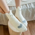 thumbnail image 7 of Ierhent Socks with Cats Womens Super Soft Cute Cartoon Animal fuzzy Cozy Non-Slip Winter Slipper Socks White,One Size, 7 of 7