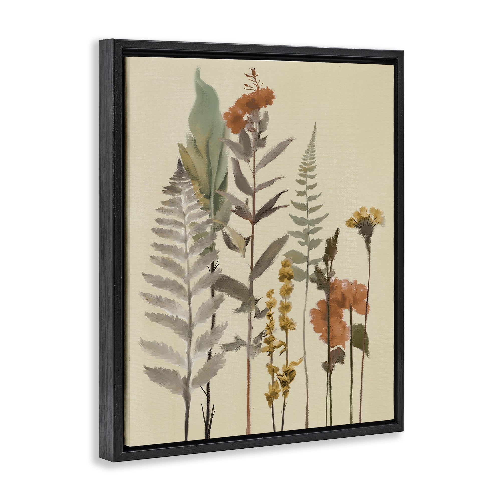 Stupell Industries Fall Botanicals and Ferns Black Framed Floater Canvas Wall Art, design by Elizabeth Medley
