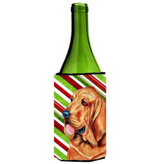 Bloodhound Candy Cane Holiday Christmas Wine bottle sleeve Hugger - 24 oz.