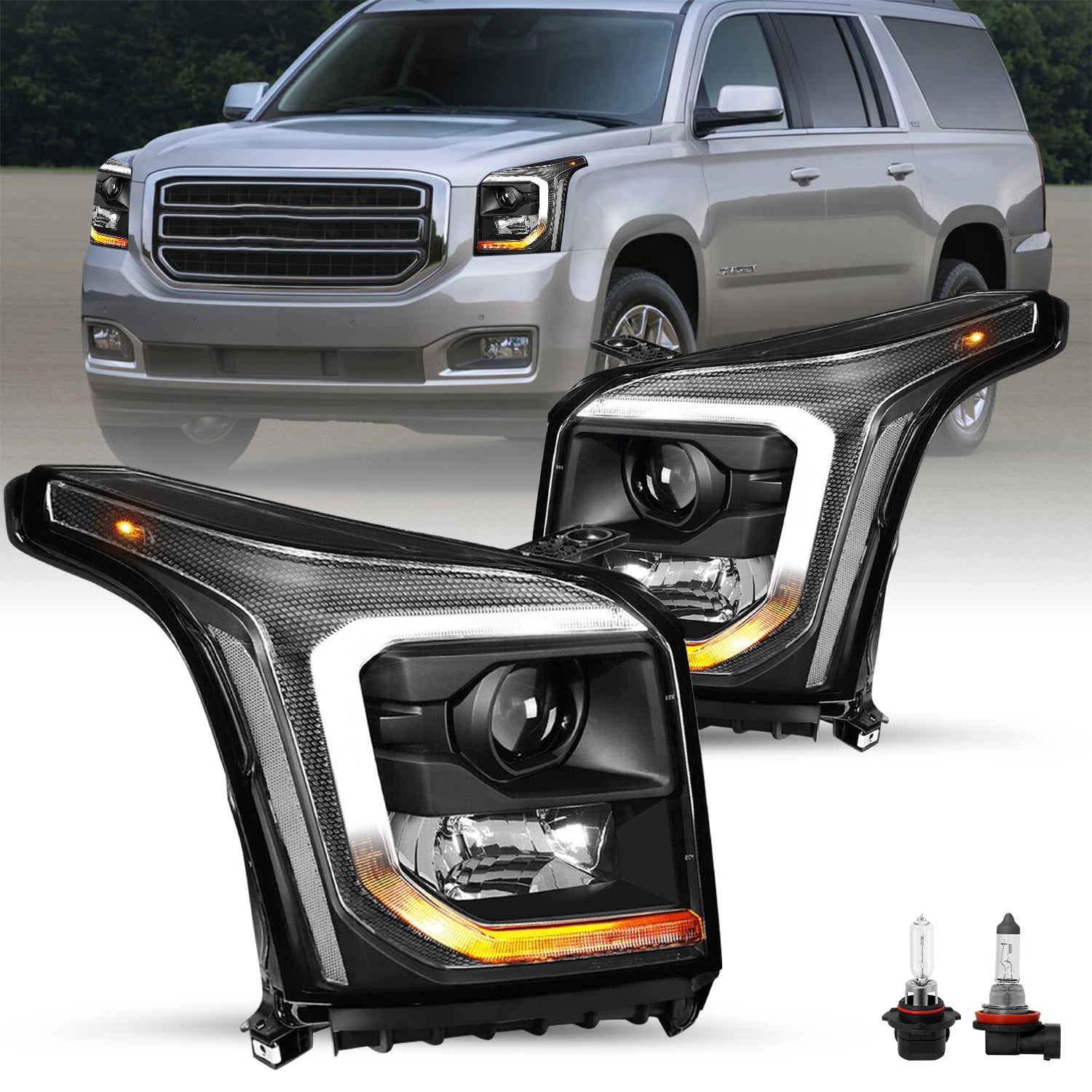 For 2015-2020 GMC Yukon Halogen LED DRL Headlight Headlamp Passenger Side 15-20