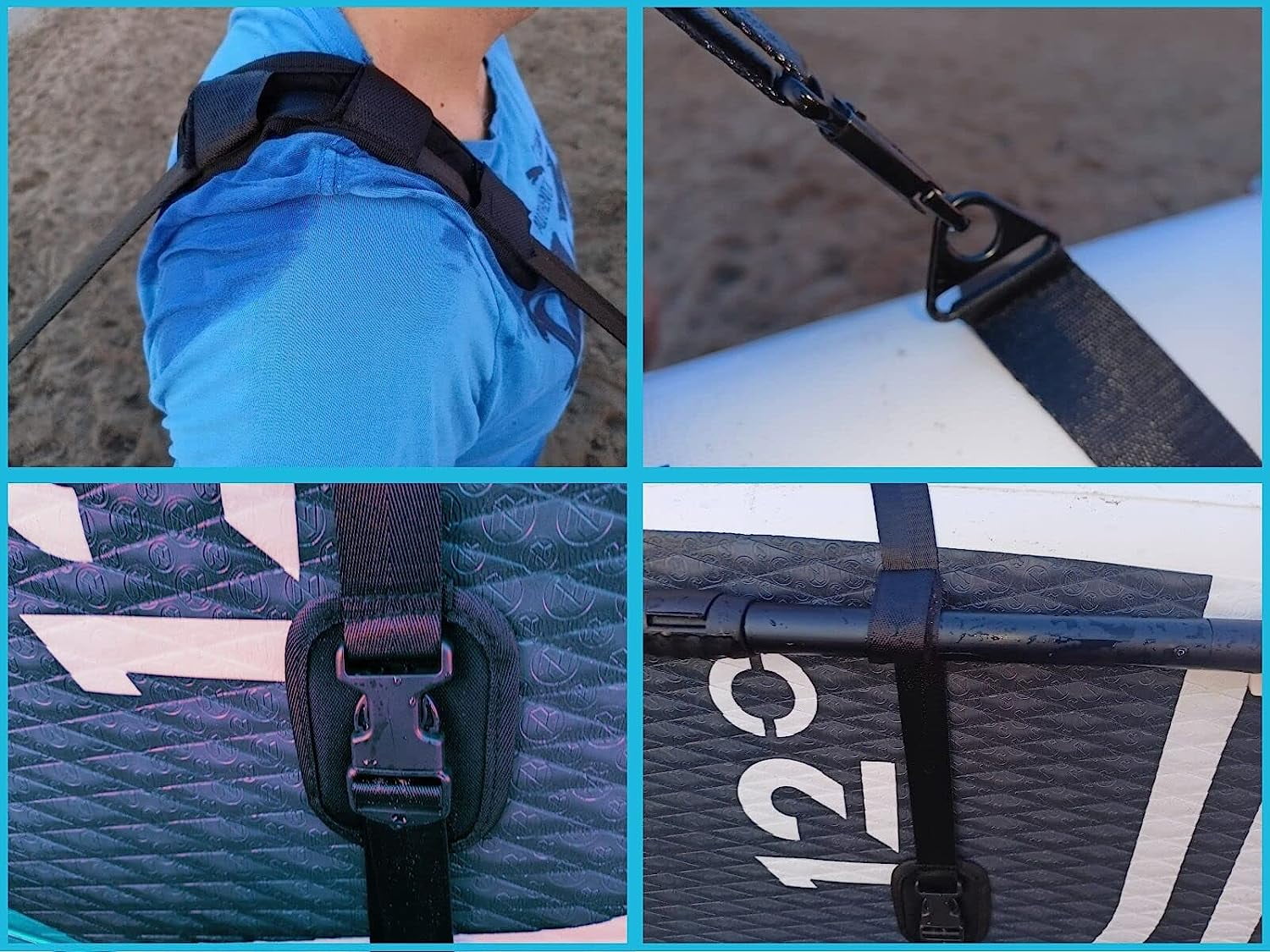 Sangles De Fixation Pour Kayak, Paddle, Vélo - Double Crochet Et Boucle - Tissu Oxford + EVA - Réglables, Sans Perçage