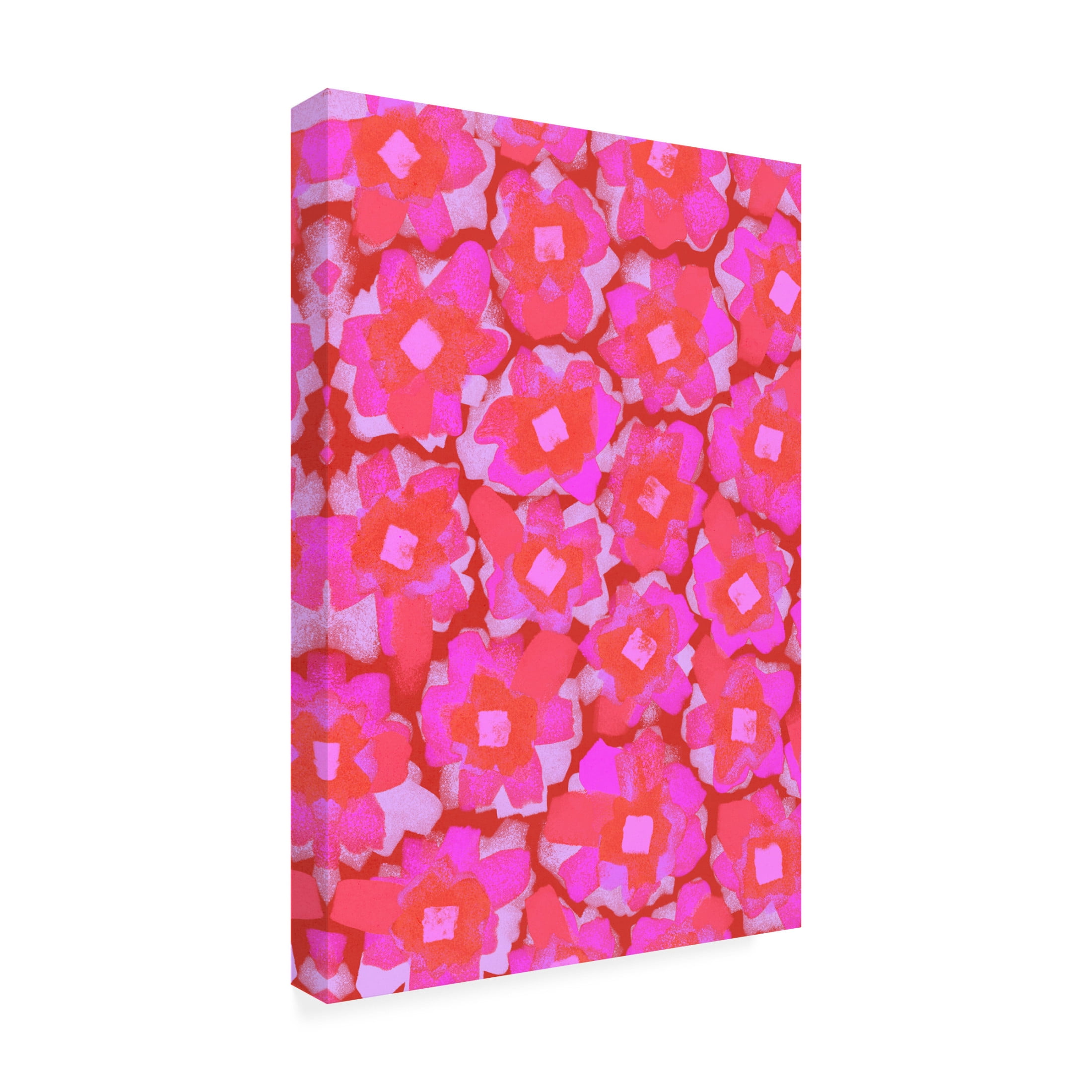 Canvas Wall Art - Treechild 'Cute Pink Blossom Pattern' Wall Art for Living Room, Bedroom, or Office D?cor by Trademark Fine Art - 12 x 19 Inches