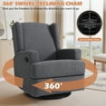 thumbnail image 2 of UIXE Swivel Glider Recliner Chairs Set of 2, Fabric High Back Accent Chair Nursery Rocker for Living Room, Upholstered Manual Reclining Sofa Seating with Deep Seat, Gray, 2 of 8