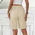 thumbnail image 7 of MLCDZ Womens Striped Bermuda Shorts Casual Loose Lightweight Shorts with Multiple Pockets Elastic Waist Summer Beach Vacation Shorts Pants, 7 of 7