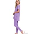 thumbnail image 2 of Zenana Women's Brushed DTY Microfier Round Neck Short Sleeve Hi-Low Hem & Full Length Leggings Loungewear Set, 2 of 4