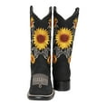 thumbnail image 2 of Women’s Square Toe Leather Cowgirl Cowboy Boot Sunflower Floral Embroidered Western Boots, 2 of 5