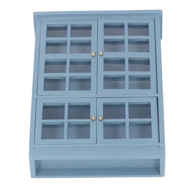 Gabinete de Muebles de Casa de Muñecas ANGGREK Estilo Escandinavo Azul Oscuro Madera de Abedul