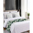 thumbnail image 4 of Xipuska Lily Flower Bed Runners for Twin Size Bed, Decorative Bed Throws for Foot of Bed, White Floral Summer Plant Green Leaf Bed Runner Sofa Throw Bedding Scarf Protector Slipcover/Hotel, 4 of 6