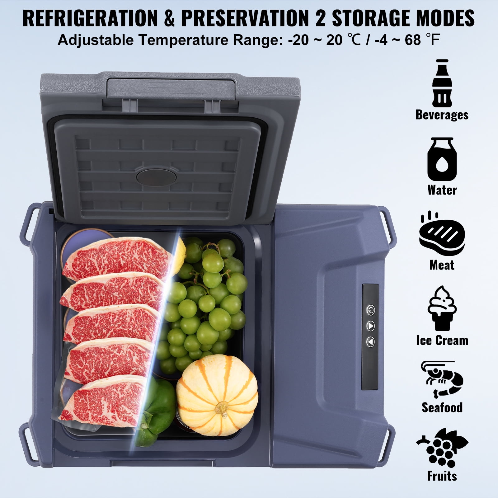 VEVOR Car Refrigerator, 12 Volt Car Refrigerator Fridge, 9 L Single Zone Portable Freezer, -4℉-68℉ Adjustable Range, 12/24V DC and 100-240V AC Compressor Cooler