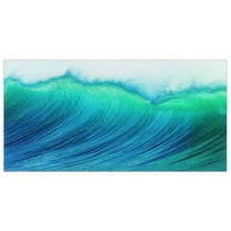 Empire Art Direct Blue Wave Frameless Free Floating Tempered Glass Panel Graphic Wall Art, 72" x 36", Ready to Hang