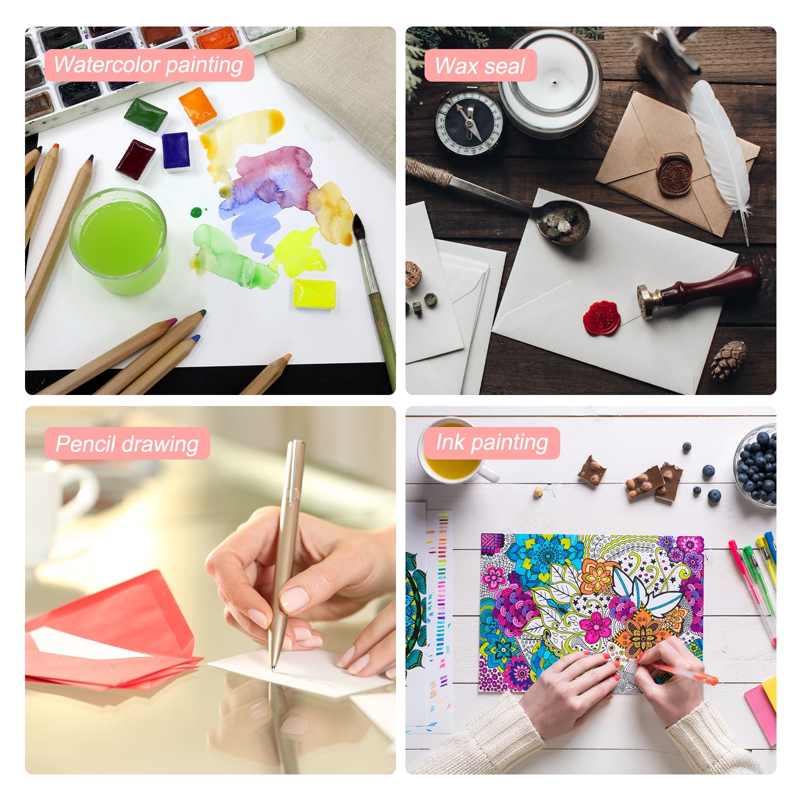 4x6 Inch Pure Cotton Watercolor Cards, 100 Sets Postcards with Envelopes 92lb/250 GSM for Art Painting Creative Thank Notes, Pink