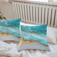 thumbnail image 5 of Abstract Waves Outdoor Pillow Covers Pack of 2 Blue Retro Oil Painting Style Hand-painted Waterproof Throw Pillow Covers Decorative Cushion Cases for Patio Garden Tent Balcony Couch 16x16 inch, 5 of 8