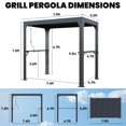 thumbnail image 2 of 8 x 5.2 FT Grill Pergola Gazebo with Adjustable Louvered Roof, BBQ Gazebo with 2 Shelves and Rain Gutter, Waterproof Aluminum Outdoor Hardtop Gill Gazebo Shelter for BBQ, Backyard & Patio, 2 of 8