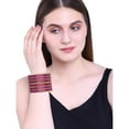 thumbnail image 4 of Efulgenz Indian Bangle Set Rhinestone CZ Glossy Metal Bracelet Bangle Jewellery for Women (20 Pcs) Size-2.6, Pink, 4 of 5