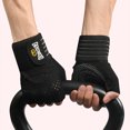thumbnail image 4 of Guantes de ejercicio para levantamiento de pesas, antideslizantes, medio dedo, culturismo (XL negro), 4 of 8