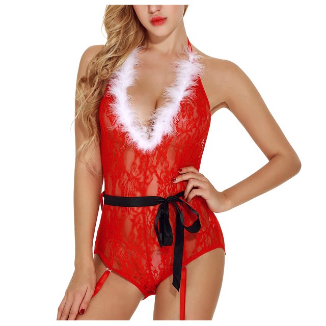 Navidad Cosplay Uniforme Tentación Juego de roles Traje divertido Mono de encaje Fridja nalpqowj11041